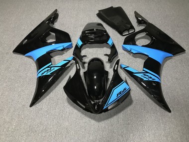 Negro Brillante & Azul Claro 2003-2004 Yamaha R6 Carenados Moto