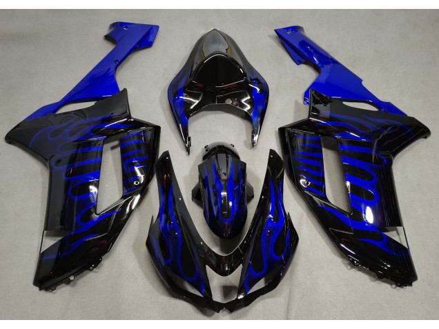 Negro Brillante & Azul Llama 2007-2008 Kawasaki ZX6R Carenados Moto Negro Brillante & Azul Llama 2007-2008 Kawasaki ZX6R Carenados Moto