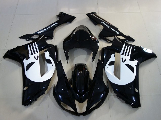 Negro Brillante & Calavera 2007-2008 Kawasaki ZX6R Carenados Moto Negro Brillante & Calavera 2007-2008 Kawasaki ZX6R Carenados Moto