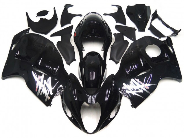 Negro Brillante Con Calcomanías Plateadas 1997-2007 Suzuki GSXR 1300 Carenados Moto Negro Brillante Con Calcomanías Plateadas 1997-2007 Suzuki GSXR 1300 Carenados Moto