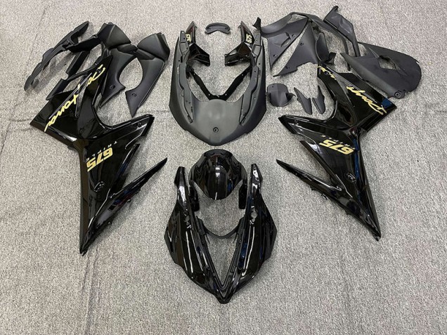 Negro Brillante Con Oro 2013-2016 Triumph Daytona 675 Carenados Moto Negro Brillante Con Oro 2013-2016 Triumph Daytona 675 Carenados Moto
