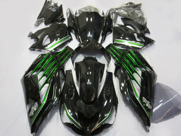 Negro Brillante Con Verde 2012-2021 Kawasaki ZX14R Carenados Moto Negro Brillante Con Verde 2012-2021 Kawasaki ZX14R Carenados Moto