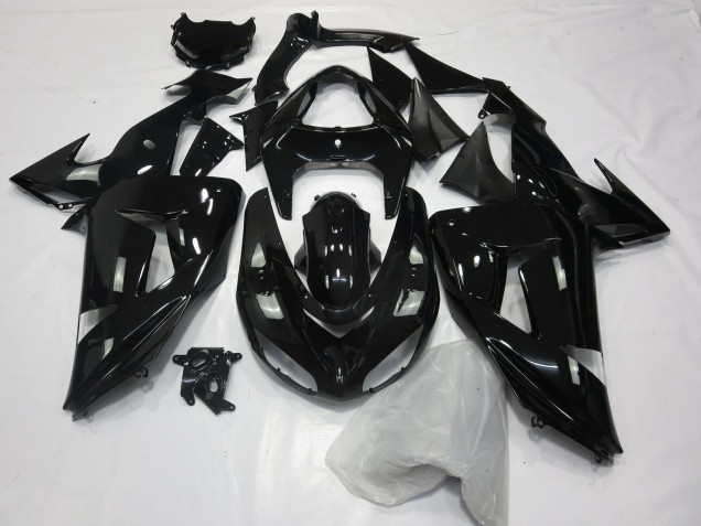 Negro Brillante Liso 2006-2007 Kawasaki ZX10R Carenados Moto Negro Brillante Liso 2006-2007 Kawasaki ZX10R Carenados Moto