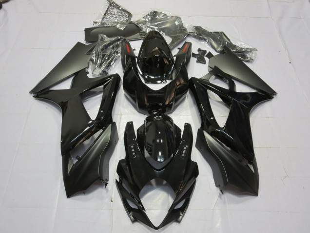 Negro Brillante & Mate 2007-2008 Suzuki GSXR 1000 Carenados Moto Negro Brillante & Mate 2007-2008 Suzuki GSXR 1000 Carenados Moto