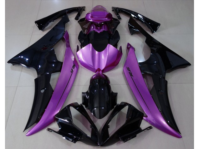 Negro Brillante & Morado Rosa 2008-2016 Yamaha R6 Carenados Moto