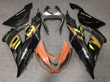 Negro Brillante & Naranja 2013-2018 Kawasaki ZX6R Carenados Moto