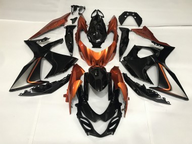 Negro Brillante & Naranja Brillante 2009-2016 Suzuki GSXR 1000 Carenados Moto