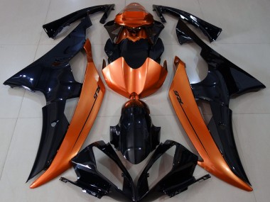 Negro Brillante & Naranja Claro 2008-2016 Yamaha R6 Carenados Moto