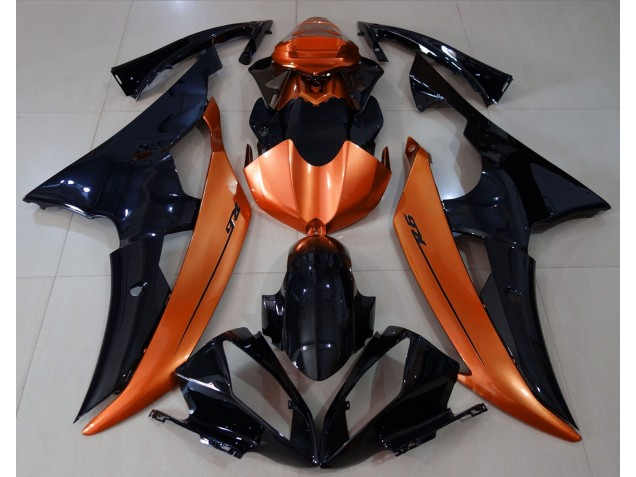 Negro Brillante & Naranja Claro 2008-2016 Yamaha R6 Carenados Moto Negro Brillante & Naranja Claro 2008-2016 Yamaha R6 Carenados Moto