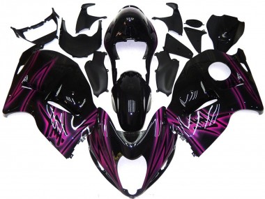Negro Brillante Personalizado Con Rosa 1997-2007 Suzuki GSXR 1300 Carenados Moto