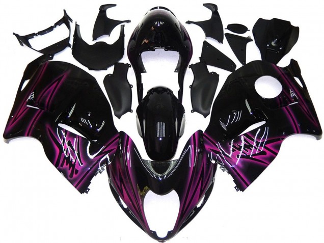 Negro Brillante Personalizado Con Rosa 1997-2007 Suzuki GSXR 1300 Carenados Moto Negro Brillante Personalizado Con Rosa 1997-2007 Suzuki GSXR 1300 Carenados Moto