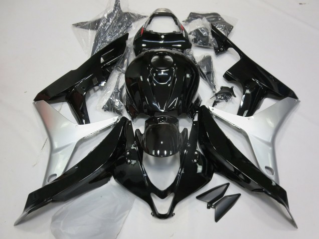 Negro Brillante & Plata 2007-2008 Honda CBR600RR Carenados Moto Negro Brillante & Plata 2007-2008 Honda CBR600RR Carenados Moto