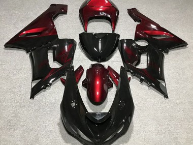 Negro Brillante & Rojo 2005-2006 Kawasaki ZX6R Carenados Moto