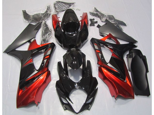 Negro Brillante & Rojo 2007-2008 Suzuki GSXR 1000 Carenados Moto Negro Brillante & Rojo 2007-2008 Suzuki GSXR 1000 Carenados Moto