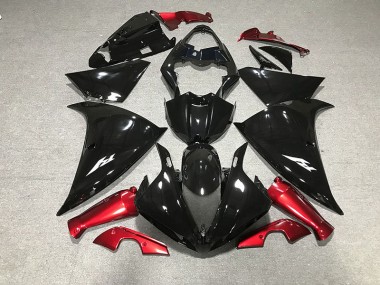 Negro Brillante & Rojo 2009-2011 Yamaha R1 Carenados Moto