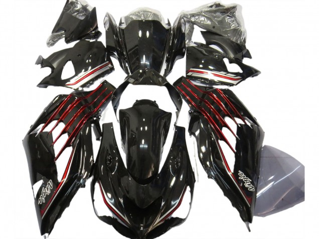 Negro Brillante & Rojo 2012-2021 Kawasaki ZX14R Carenados Moto Negro Brillante & Rojo 2012-2021 Kawasaki ZX14R Carenados Moto