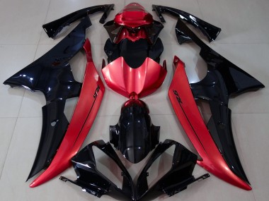 Negro Brillante & Rojo Caramelo 2008-2016 Yamaha R6 Carenados Moto