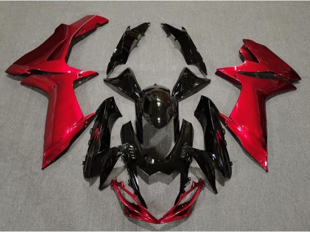 Negro Brillante & Rojo Lava 2011-2024 Suzuki GSXR 600-750 Carenados Moto