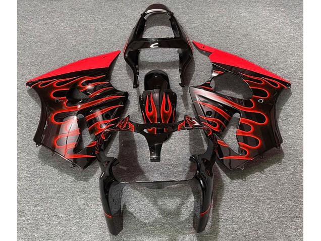 Negro Brillante & Rojo Llama 2000-2002 Kawasaki ZX6R Carenados Moto