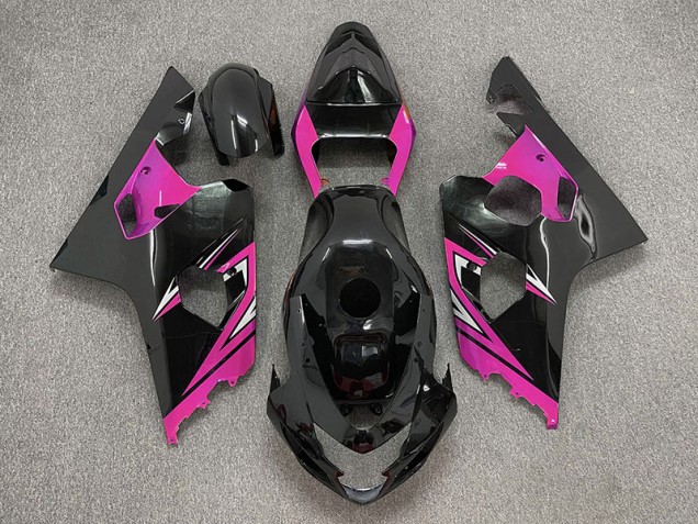 Negro Brillante & Rosa 2004-2005 Suzuki GSXR 600-750 Carenados Moto