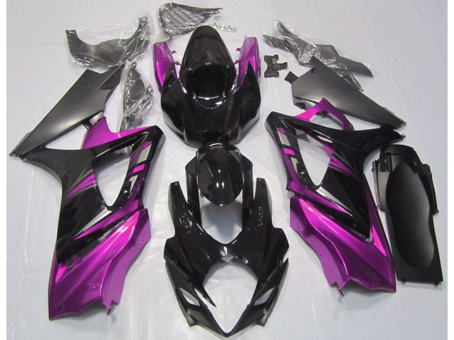 Negro Brillante & Rosa 2007-2008 Suzuki GSXR 1000 Carenados Moto Negro Brillante & Rosa 2007-2008 Suzuki GSXR 1000 Carenados Moto
