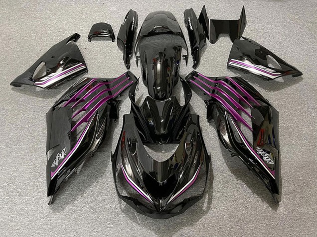 Negro Brillante & Rosa 2012-2021 Kawasaki ZX14R Carenados Moto