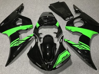 Negro Brillante & Verde 2003-2004 Yamaha R6 Carenados Moto