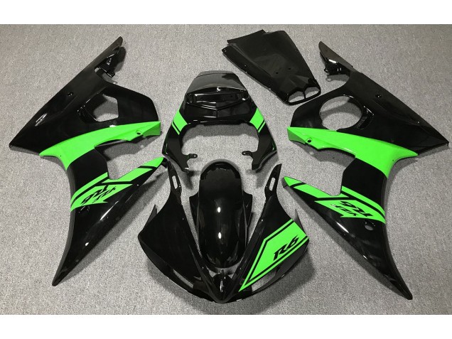 Negro Brillante & Verde 2003-2004 Yamaha R6 Carenados Moto Negro Brillante & Verde 2003-2004 Yamaha R6 Carenados Moto