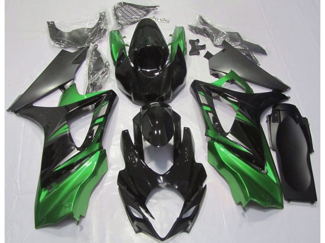 Negro Brillante & Verde 2007-2008 Suzuki GSXR 1000 Carenados Moto Negro Brillante & Verde 2007-2008 Suzuki GSXR 1000 Carenados Moto