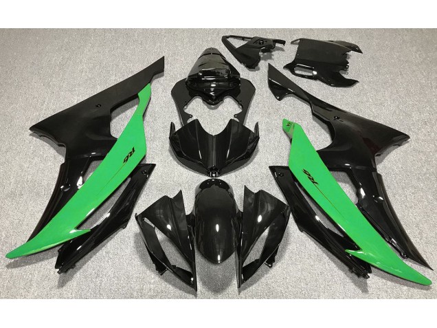 Negro Brillante & Verde 2008-2016 Yamaha R6 Carenados Moto Negro Brillante & Verde 2008-2016 Yamaha R6 Carenados Moto