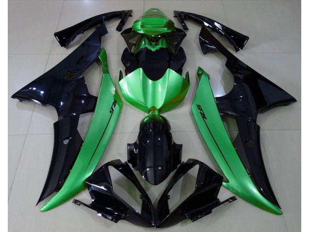 Negro Brillante & Verde Claro 2008-2016 Yamaha R6 Carenados Moto Negro Brillante & Verde Claro 2008-2016 Yamaha R6 Carenados Moto
