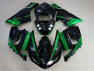 Negro Brillante & Verde Eléctrico 2005-2006 Kawasaki ZX6R Carenados Moto