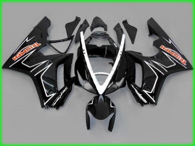 Negro Brillo Con Blanco 2006-2008 Triumph Daytona 675 Carenados Moto