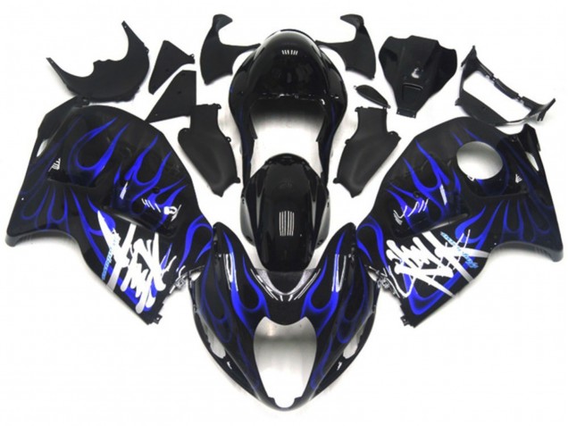 Negro Con Azul Profundo Llama 1997-2007 Suzuki GSXR 1300 Carenados Moto Negro Con Azul Profundo Llama 1997-2007 Suzuki GSXR 1300 Carenados Moto