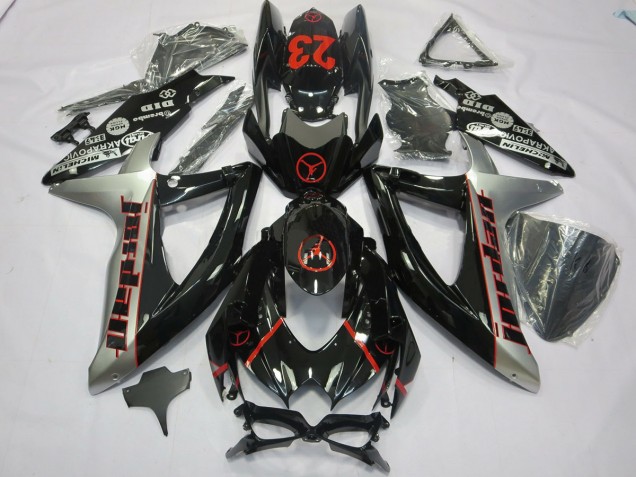 Negro Gris Jordan 2008-2010 Suzuki GSXR 600-750 Carenados Moto Negro Gris Jordan 2008-2010 Suzuki GSXR 600-750 Carenados Moto