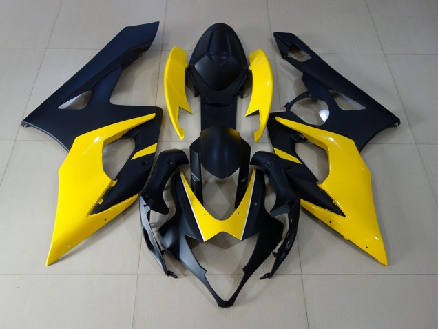 Negro Mate & Amarillo 2005-2006 Suzuki GSXR 1000 Carenados Moto Negro Mate & Amarillo 2005-2006 Suzuki GSXR 1000 Carenados Moto