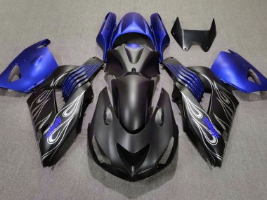 Negro Mate & Azul 2006-2011 Kawasaki ZX14R Carenados Moto