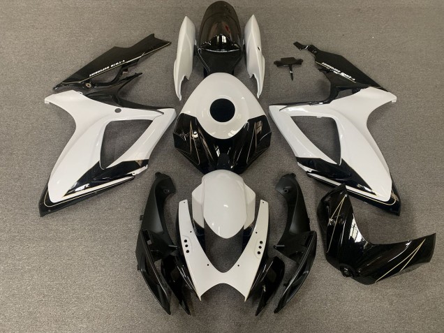 Negro Mate & Blanco Brillante 2006-2007 Suzuki GSXR 600-750 Carenados Moto Negro Mate & Blanco Brillante 2006-2007 Suzuki GSXR 600-750 Carenados Moto
