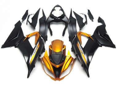 Negro Mate & Dorado 2013-2018 Kawasaki ZX6R Carenados Moto