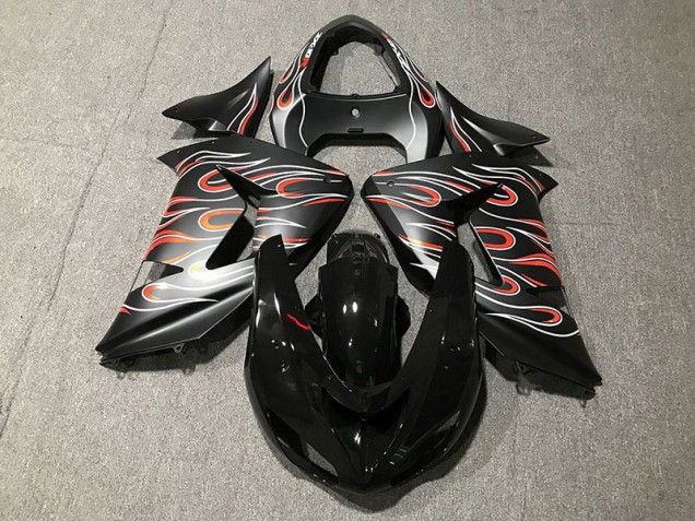 Negro Mate & Llama 2006-2007 Kawasaki ZX10R Carenados Moto Negro Mate & Llama 2006-2007 Kawasaki ZX10R Carenados Moto