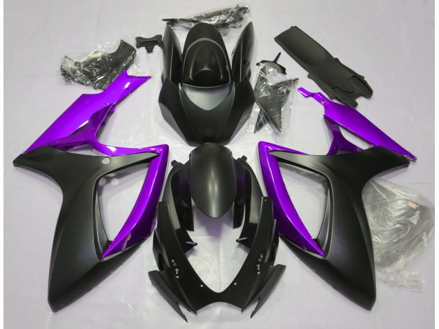 Negro Mate & Morado 2006-2007 Suzuki GSXR 600-750 Carenados Moto Negro Mate & Morado 2006-2007 Suzuki GSXR 600-750 Carenados Moto