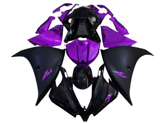 Negro Mate & Morado 2012-2014 Yamaha R1 Carenados Moto Negro Mate & Morado 2012-2014 Yamaha R1 Carenados Moto