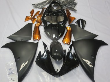 Negro Mate & Naranja 2009-2011 Yamaha R1 Carenados Moto