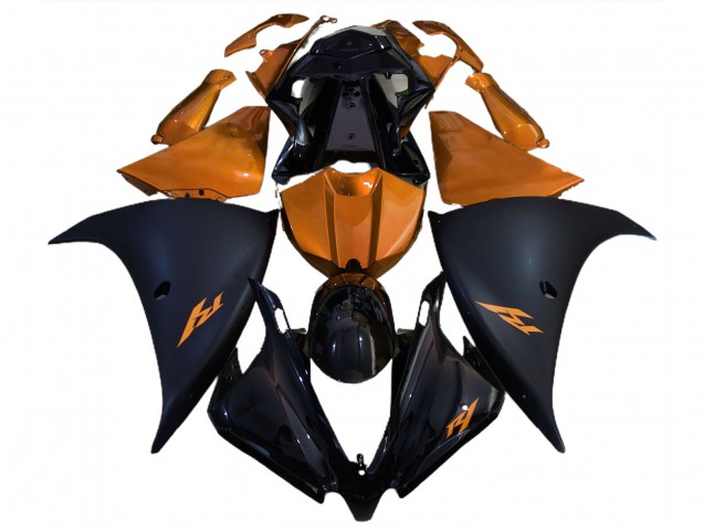 Negro Mate & Naranja 2012-2014 Yamaha R1 Carenados Moto Negro Mate & Naranja 2012-2014 Yamaha R1 Carenados Moto