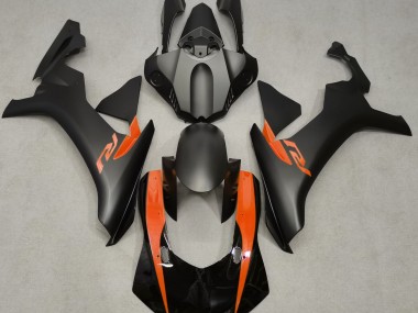 Negro Mate & Naranja 2015-2019 Yamaha R1 Carenados Moto