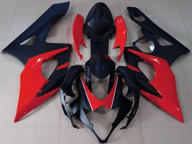 Negro Mate & Rojo 2005-2006 Suzuki GSXR 1000 Carenados Moto