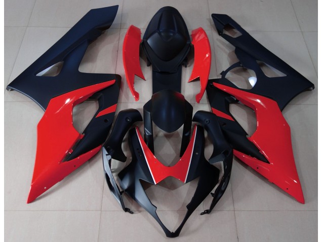 Negro Mate & Rojo 2005-2006 Suzuki GSXR 1000 Carenados Moto Negro Mate & Rojo 2005-2006 Suzuki GSXR 1000 Carenados Moto