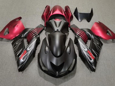 Negro Mate & Rojo 2006-2011 Kawasaki ZX14R Carenados Moto