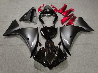 Negro Mate & Rojo 2009-2011 Yamaha R1 Carenados Moto