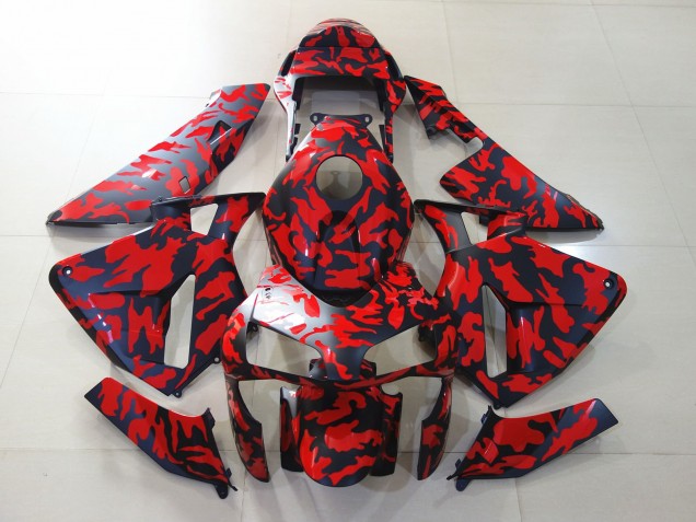 Negro Mate & Rojo Camuflaje 2003-2004 Honda CBR600RR Carenados Moto Negro Mate & Rojo Camuflaje 2003-2004 Honda CBR600RR Carenados Moto